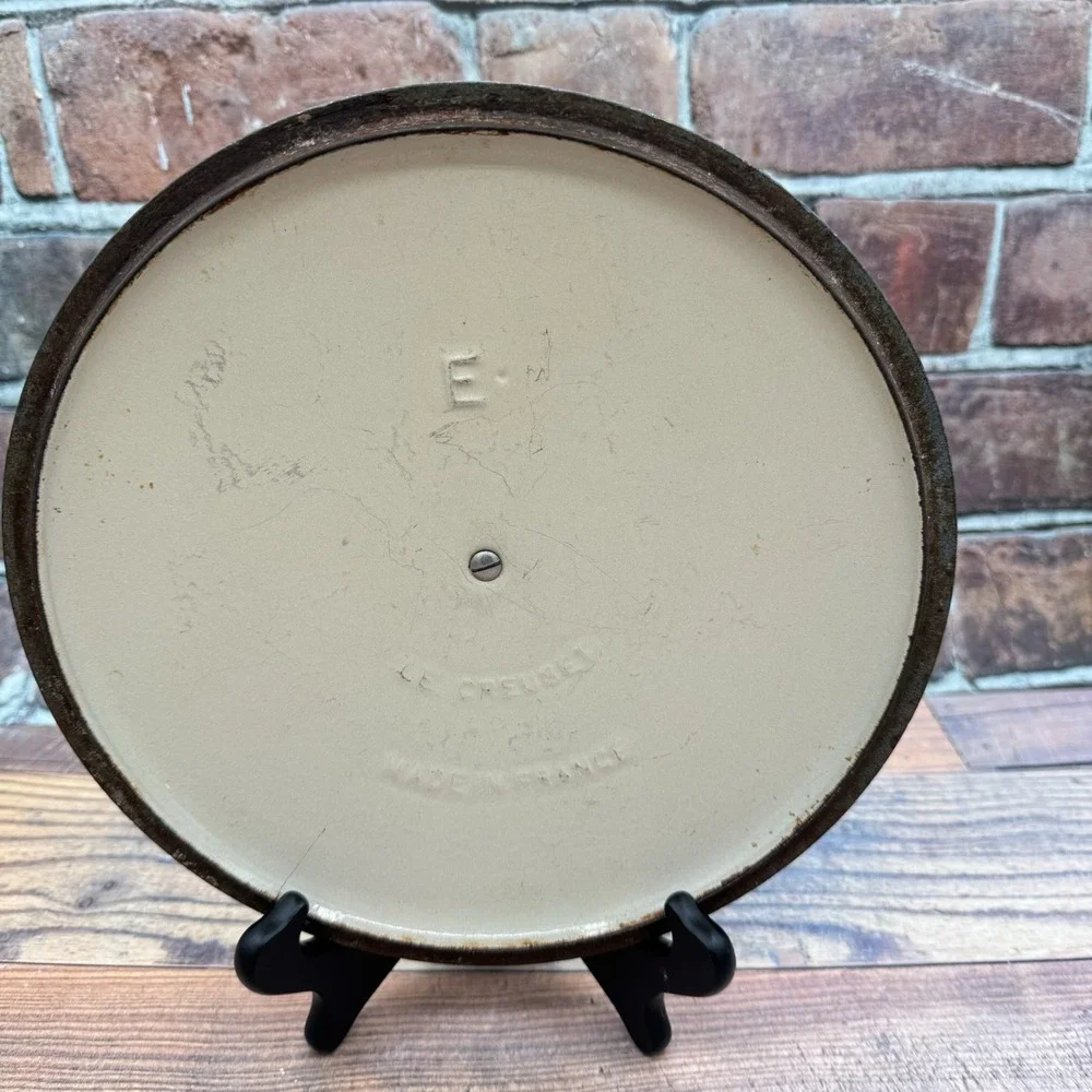 Le Creuset Enamel Cast Iron Oval Blue Lid Only E for 4.5 Quart Dutch Oven France